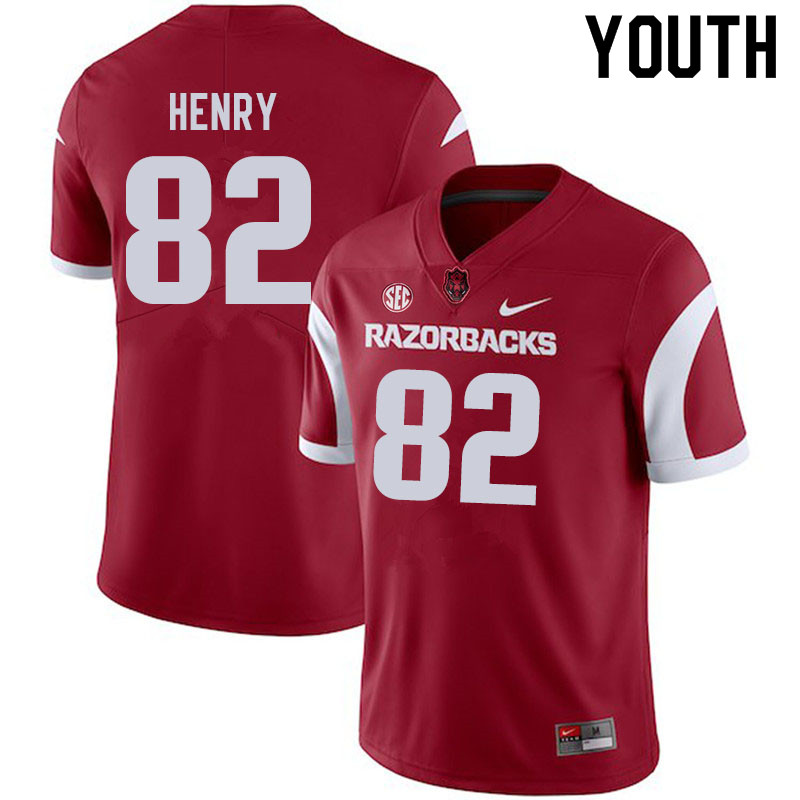 Youth #82 Hudson Henry Arkansas Razorbacks College Football Jerseys Sale-Cardinal